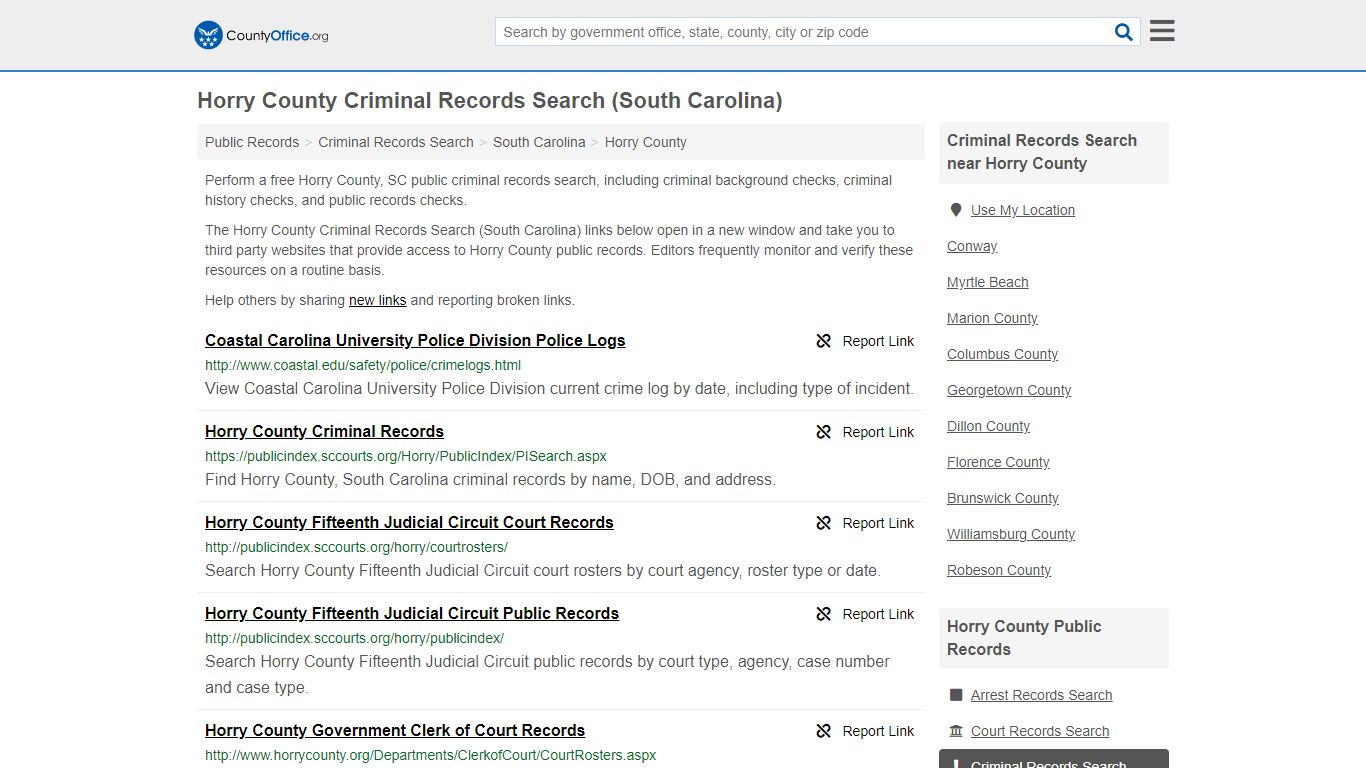 Criminal Records Search - Horry County, SC (Arrests, Jails ...